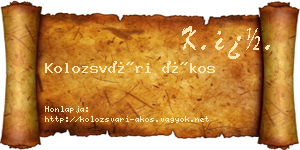 Kolozsvári Ákos névjegykártya